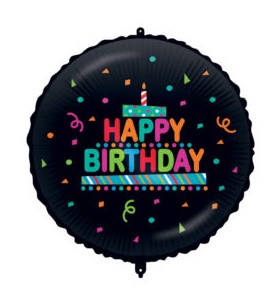 Happy Birthday black Confetti balon folie 46 cm
