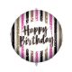 Happy Birthday Pink Gold Stripes balon folie 46 cm
