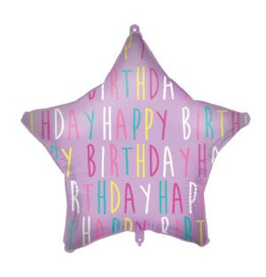 Happy Birthday Purple Star balon folie 46 cm