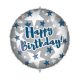 Happy Birthday Blue Silver Stars balon folie 46 cm