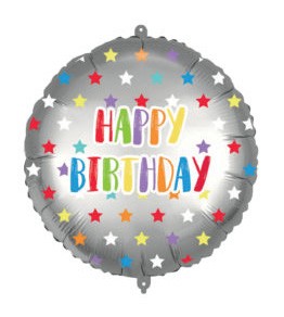 Happy Birthday Colorful Stars balon folie 46 cm