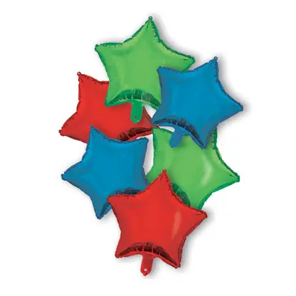 Red Blue Green Star , Stea balon folie set de 6 bucăți 46 cm