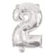 Silver, Argintiu Balon folie cifra 2 95 cm