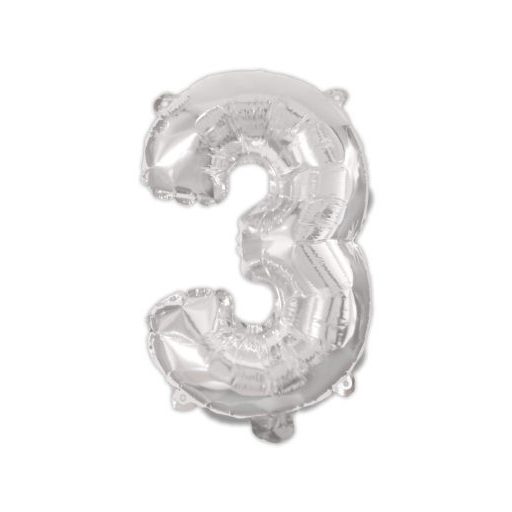 Numere Argintiu, balon folie numărul 3 95 cm