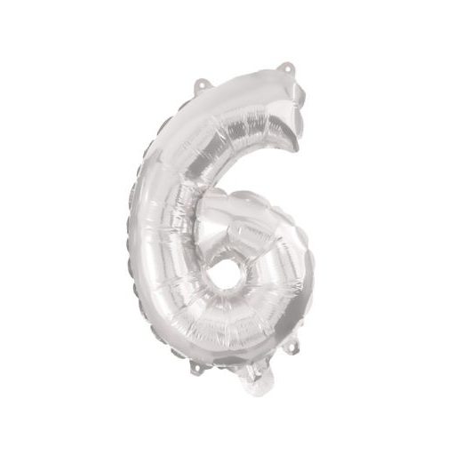 Numere Argintiu, Balon folie numărul 6 argintiu 95 cm