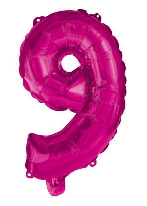 Hot Pink Balon folie cifra 9 95 cm