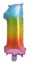 Multicolour Metallic mini Balon folie cifra 1 34 cm