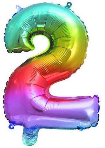 Multicolour Metallic mini Balon folie cifra 2 32 cm