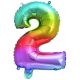 Multicolour Metallic mini Balon folie cifra 2 32 cm