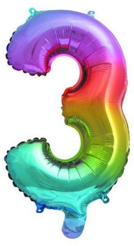 Multicolour Metallic mini Balon folie cifra 3 32 cm