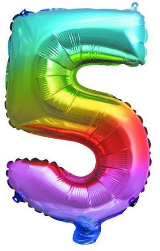 Multicolour Metallic mini Balon folie cifra 5 32 cm
