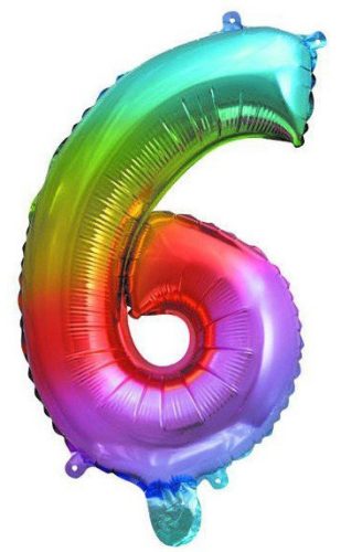 Multicolour Metallic mini Balon folie cifra 6 36 cm