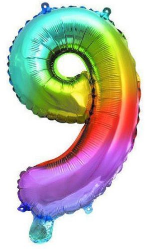 Multicolour metallic mini Balon folie cifra 9 36 cm