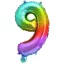 Numere Balon din folie Multicolour Metallic mini numărul 9 36 cm