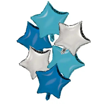Silver blue Light Blue Star , Stea balon folie set de 6 bucăți 46 cm