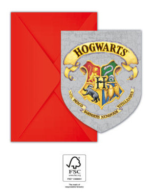 Harry Potter Hogwarts Houses Party Invitație 6 buc FSC