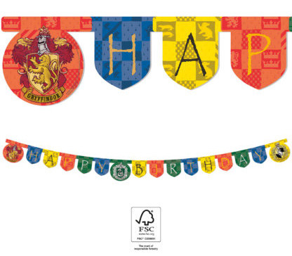 Harry Potter Hogwarts Houses Happy Birthday banner FSC 2 m