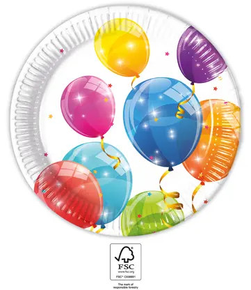 Baloane Sparkling farfurii de hârtie set de 8 buc 23 cm FSC