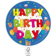   La mulți ani Kokliko Farfurie de hârtie Happy Birthday 8 buc 23 cm FSC