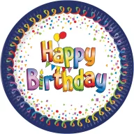   La mulți ani Multicolor Farfurie de hârtie Happy Birthday 8 buc 20 cm FSC