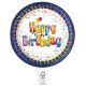 Happy Birthday Multicolor farfurie de hârtie 8 buc 20 cm FSC