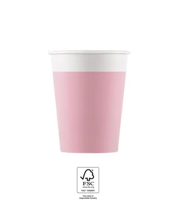 Unicolour Pink roz , Hârtie roz pahar 8 buc 200 ml FSC