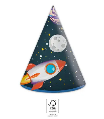 Spațiu Rocket Space pălărie de petrecere, șapcă 6 buc FSC