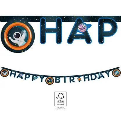 Spațiu Happy Birthday Rocket Space banner FSC 2 m