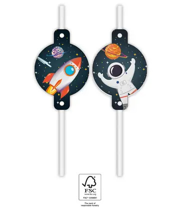 Spațiu Rocket Space set de 4 paie din hârtie FSC