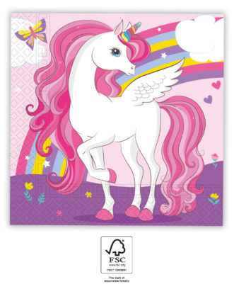 Unicorn Rainbow Colors șervețel 20 bucăți 33x33 cm FSC