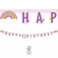 Unicorn Rainbow Colors Inscripție Happy Birthday FSC 2 m