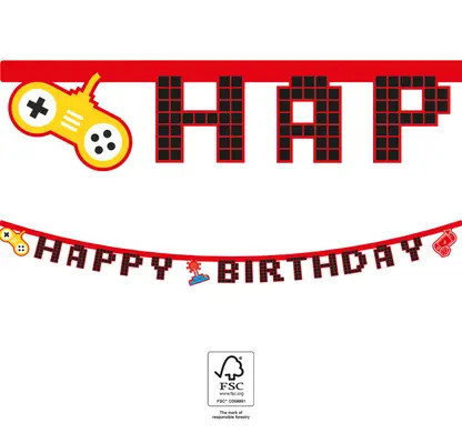 Gamer Gaming Party Banner 'Happy Birthday' FSC 2 m