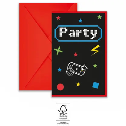 Gaming Party Party Invitație 6 buc FSC