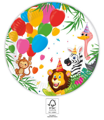 Junglă Balloons farfurie de hârtie 8 buc 23 cm FSC