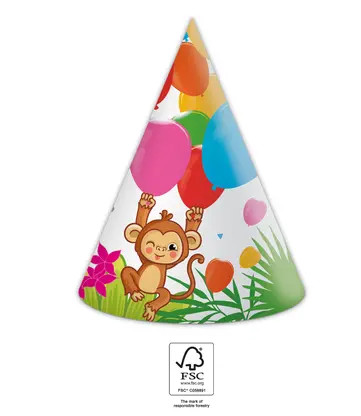 Junglă Balloons Pălărie de petrecere, coif petrecere Pachet de 6 bucăți FSC