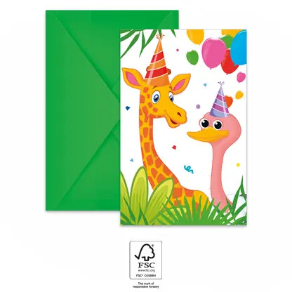 Junglă Balloons invitație petrecere 6 buc FSC