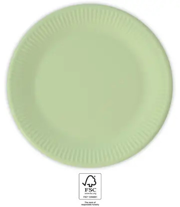 Unicolour Pastel Mint, Verde farfurie de hârtie 8 buc 23 cm FSC