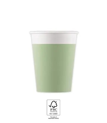 Unicolour Pastel Mint, hârtie verde pahar pahar 8 buc 200 ml FSC