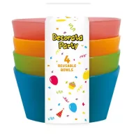   Colorat farfurie adâncă din plastic semi-transparent, set de 4