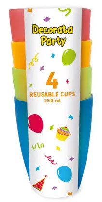 Colorat plastic pahar pahar set de 4 bucăți 250 ml