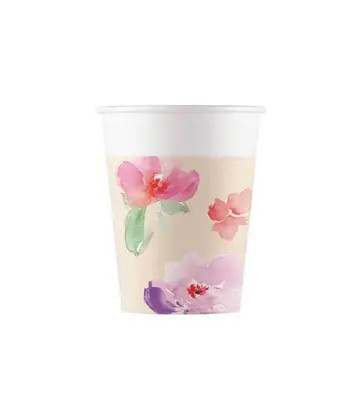 Watercolor Flower s, Floare hârtie pahar 8 buc 200 ml