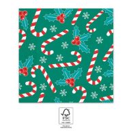 Crăciun Xmas Sugar Canes i șervețel 20 buc 33x33 cm FSC