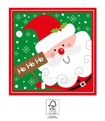 Crăciun Santa Claus Ho Ho Ho șervețele 20 buc 33x33 cm FSC