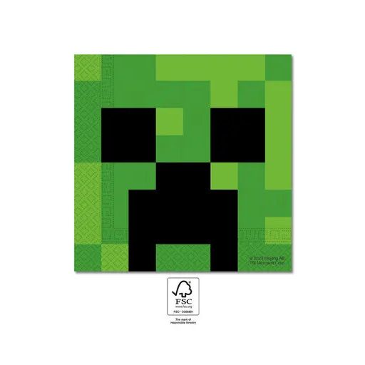 Minecraft Green șervețele pachet de 20 bucăți 33x33 cm FSC