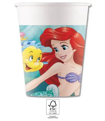 Prințesele Disney, Ariel Curious hârtie pahar 8 buc. 200 ml FSC