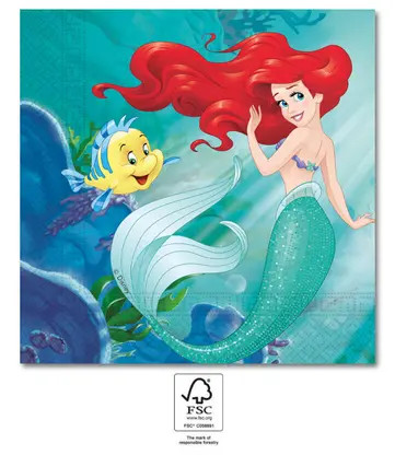 Prințesele Disney, Ariel Curious șervețele 20 buc 33x33 cm FSC
