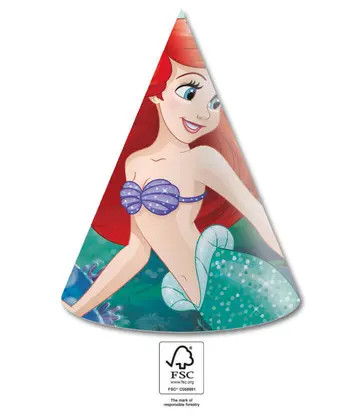 Prințesele Disney, Ariel Curious Pălărie de petrecere, coif petrecere 6 pack FSC