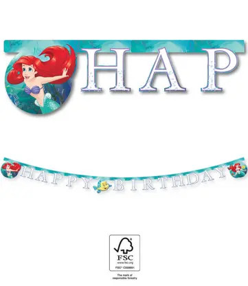 Prințesele Disney, Ariel Curious Happy Birthday banner FSC 2 m