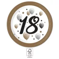   La mulți ani Milestone Happy Birthday 18 farfurii de hârtie 8 buc 23 cm FSC