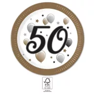   La mulți ani Milestone Happy Birthday Set de 50 farfurii de hârtie 8 bucăți - 23 cm FSC
